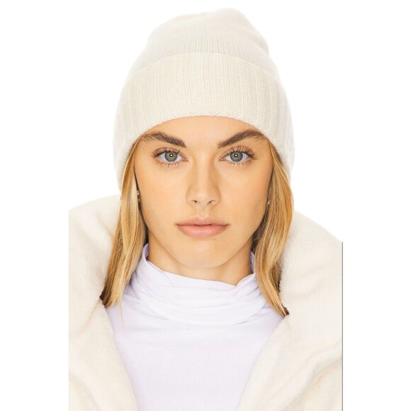 Hat Attack Classic Cashmere Slouch Hat in Ivory One Size New Womens Knit Beanie - Picture 1 of 9